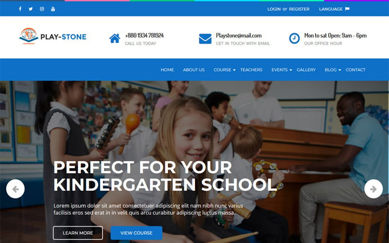 Playstone - motyw WordPress dla przedszkola i szkoły