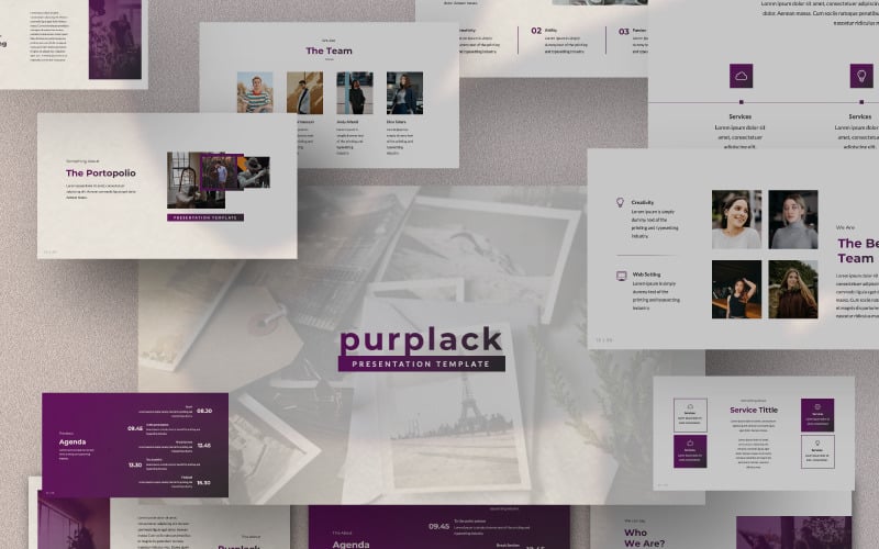 PURPLACK Presentation PowerPoint template