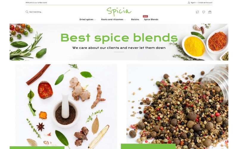 Spicia - Modèle de boutique en ligne d'épices Thème Magento