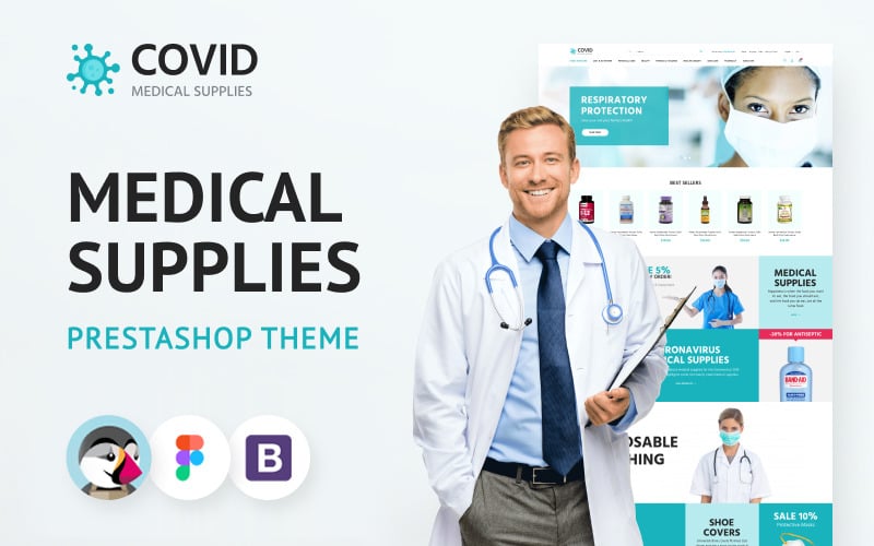 COVID - Plantilla de comercio electrónico de suministros médicos, tema de PrestaShop