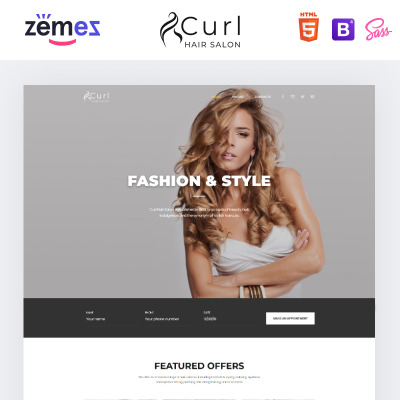 Plantilla Para Página De Aterrizaje Curl - Hair Salon Elegant HTML #85843