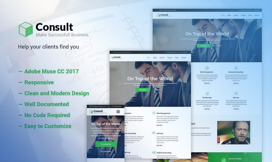 Consult – Business Consulting Adobe CC 2018 Muse Template