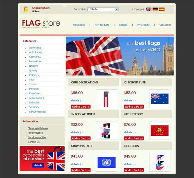 Flags in site and Template Designs MonsterPost