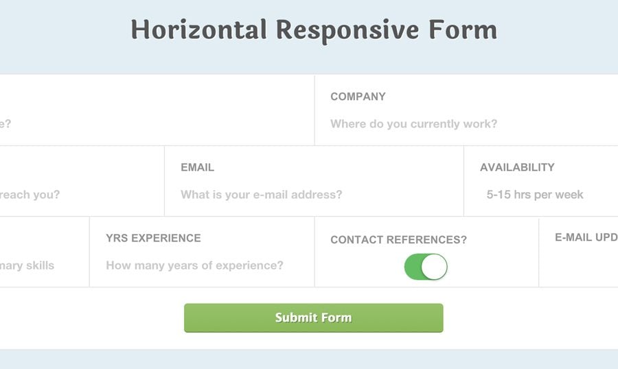 horizontal form css