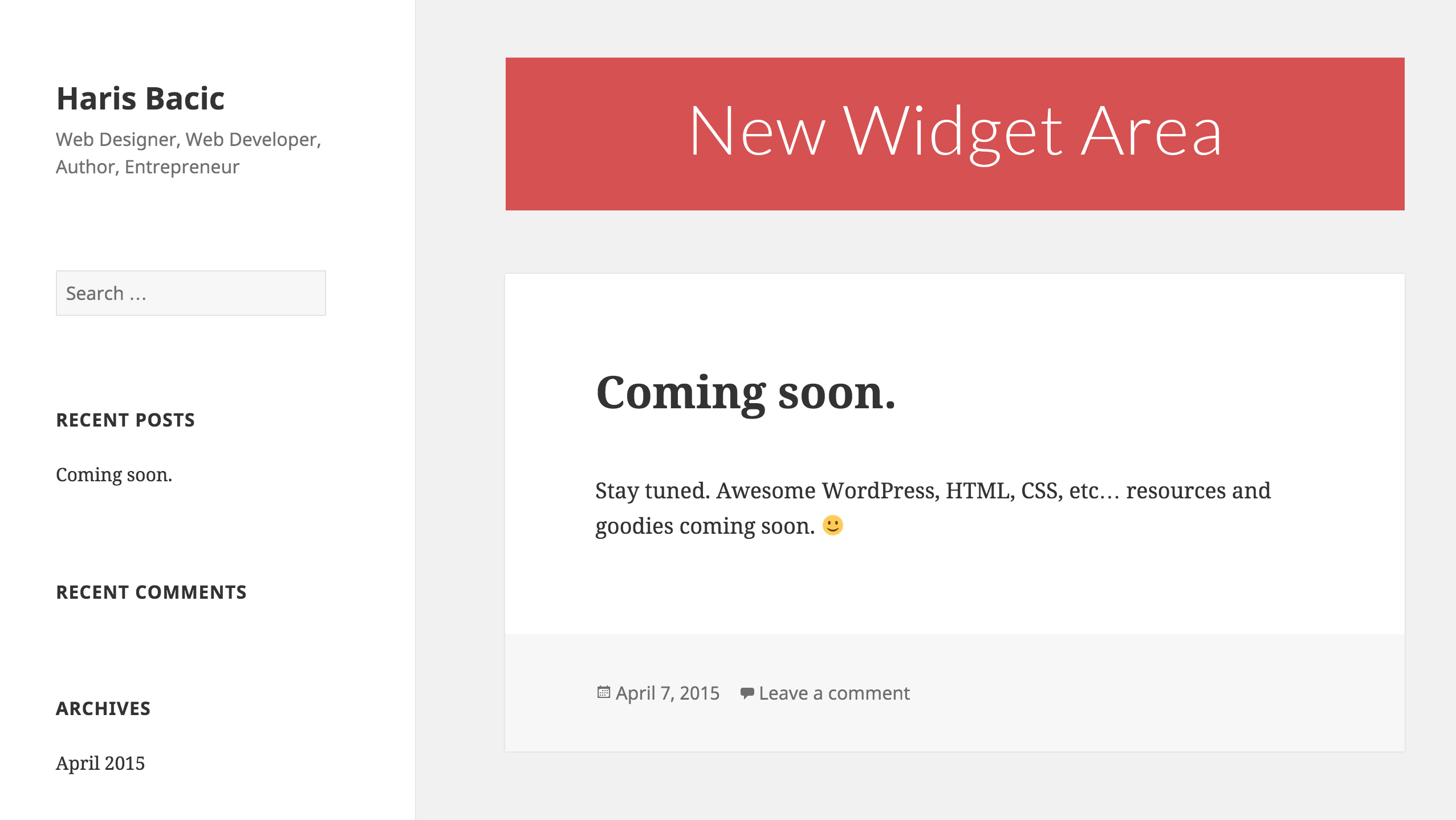 Add New Widget Area Wordpress Plugin