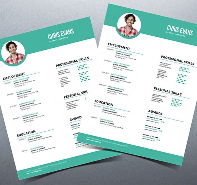 modern resume cv freebie