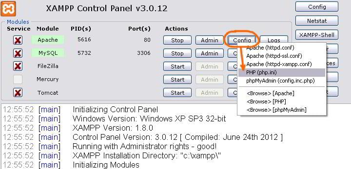 Where a WordPress php ini file  is located 