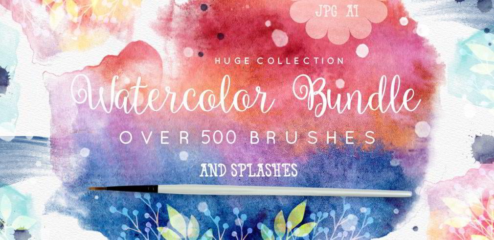 Huge Collection of Watercolor stamp Brushes and Splashes
