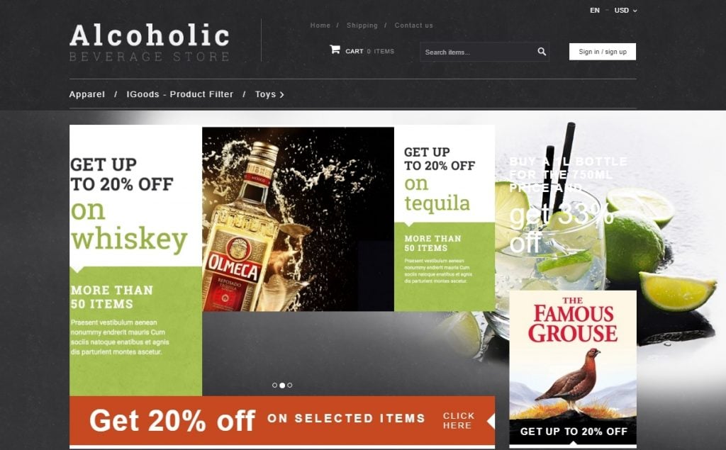 Things To Pay Attention When Choosing Ecommerce Website Templates Alcoholic Beverage X Cart Template