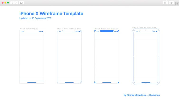 Dribbble | iPhone X Wireframe avec Guides iOS 11