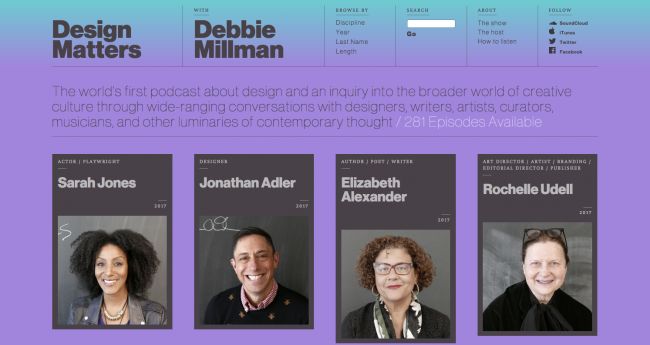 Podcasty o web design: Design matters withh Debbie Miliman
