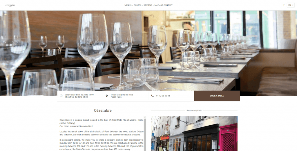 Trang web nhà hàng