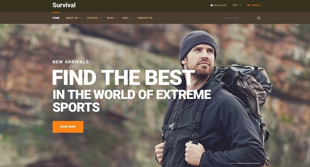 Survival - Travel Equipment Shopify Theme