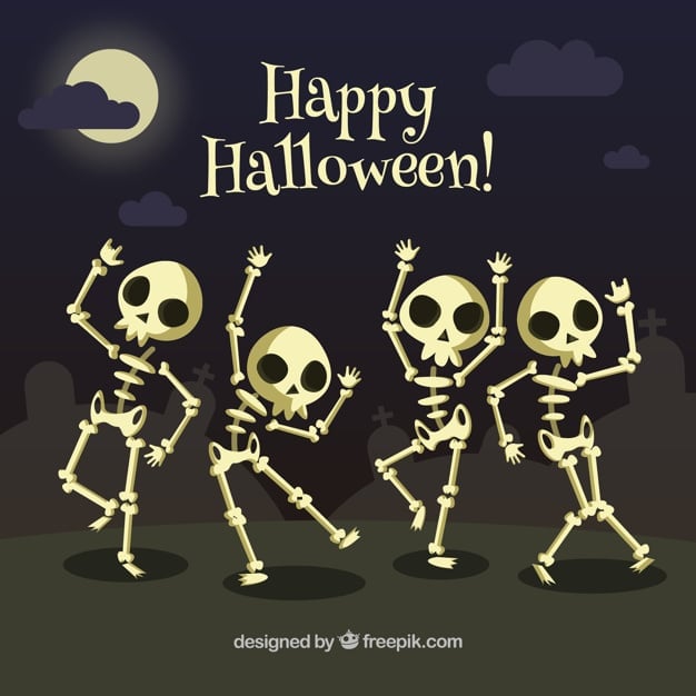 Background of skeletons dancing