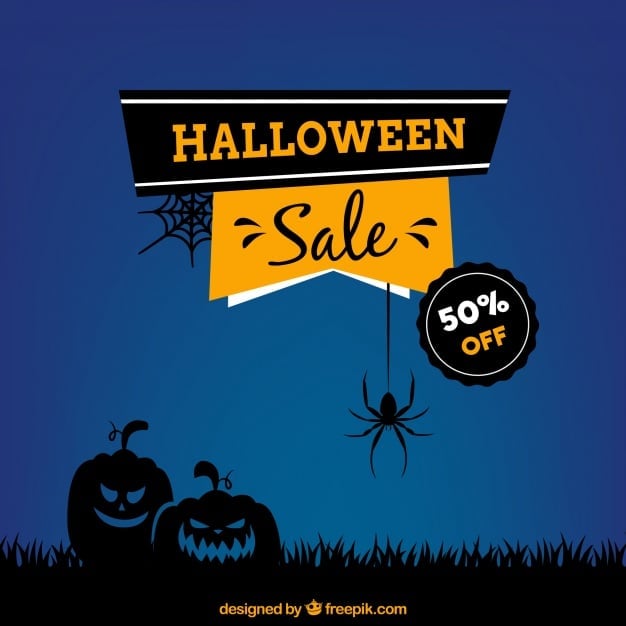 Blue background of sales halloween