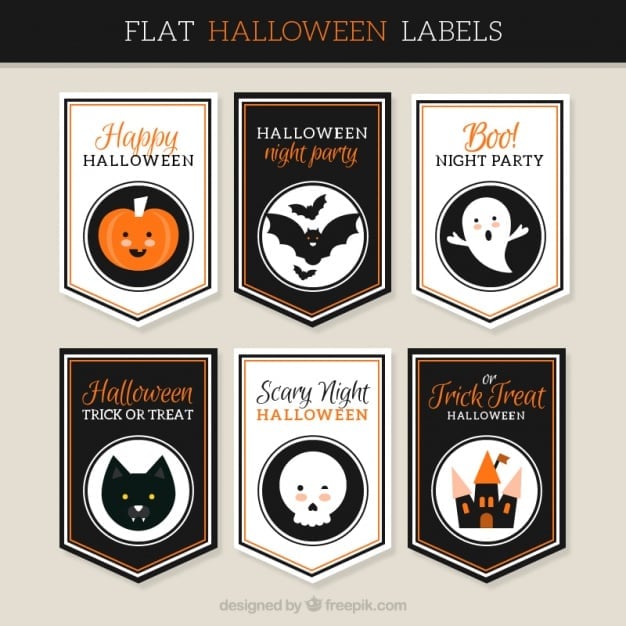 Collection of flat halloween stickers