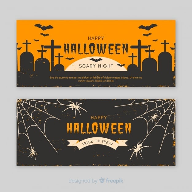 Elegant halloween banners with vintage style
