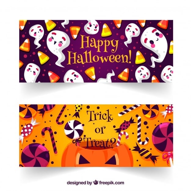 Ghost banners and halloween candy