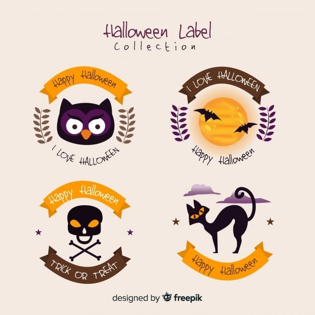 Halloween labels collection in flat design