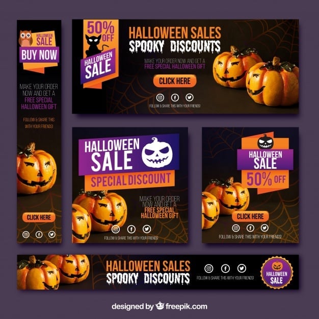 Pack of halloween sale banners