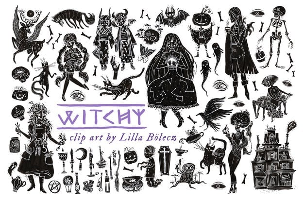 Witchy Clip Art and Pattern Collection