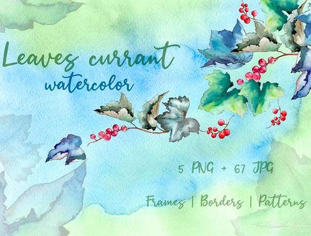 Leaves Currant PNG Watercolor Creative Set Illustration