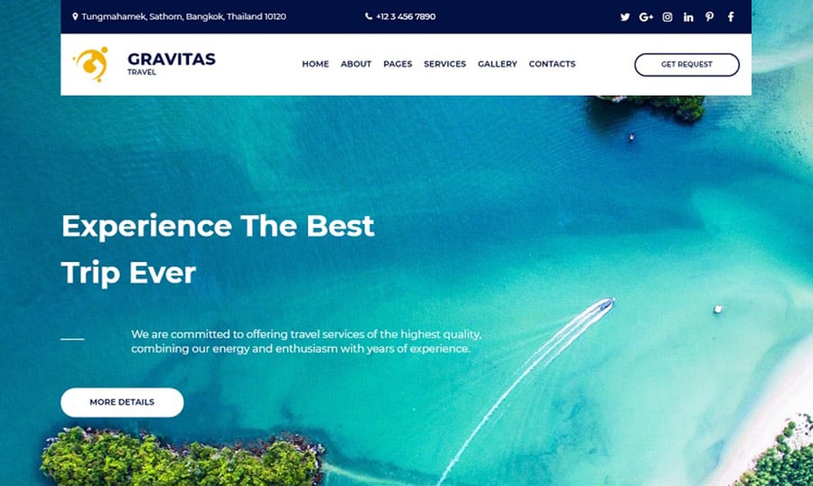 Gravitas Travel Homepage image