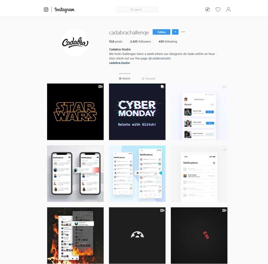 ux and ui designers - instagram glitch following