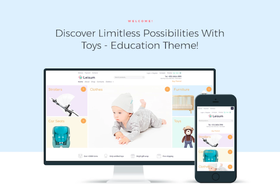 Leisum - Kids Store ECommerce Thème WooCommerce Elementor