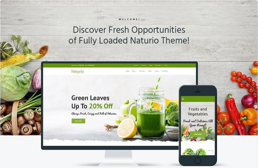 Naturio nourriture Store Template Thème WooCommerce Elementor