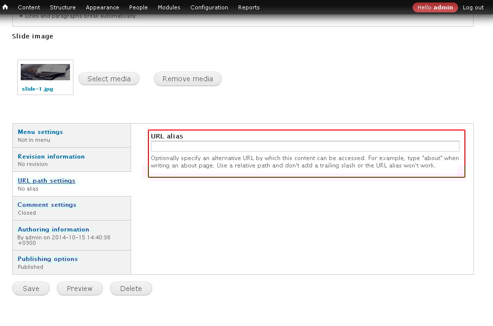 Changer URL page