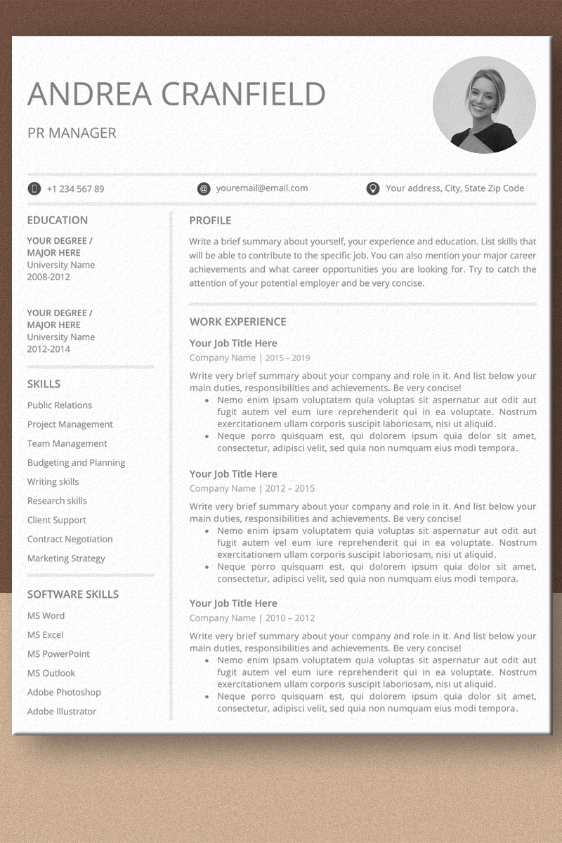 Andrea Cranfield Ms Word Resume Template #100082