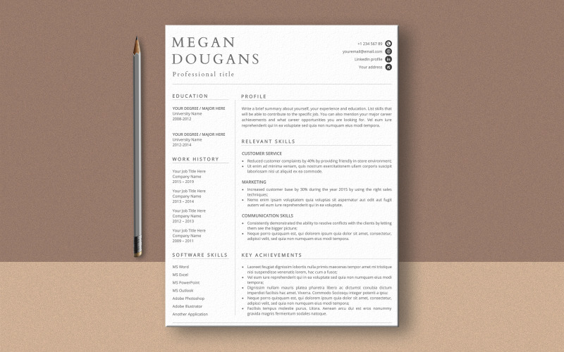 Functional Resume Template, Skills-Based CV and Cover Letter Template for Word, A4 and Letter Size