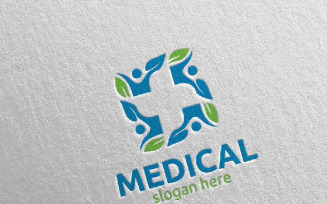 Natural Cross Medical Hospital Design 90 Logo Template