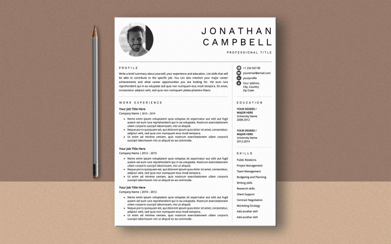 Professional CV Resume Template, Resume Template For MS Word