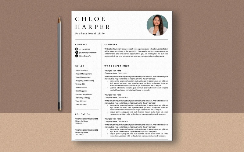 Professional Resume and Cover Letter Template for MS Word, Classic CV Template Resume Template
