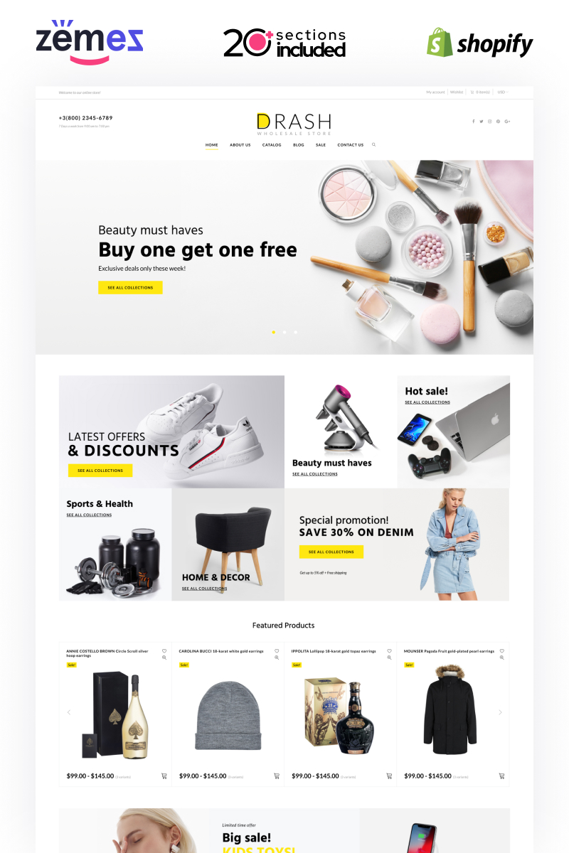 Shopify Theme namens "Drash - Shopify Wholesale eCommerce Template" #100097