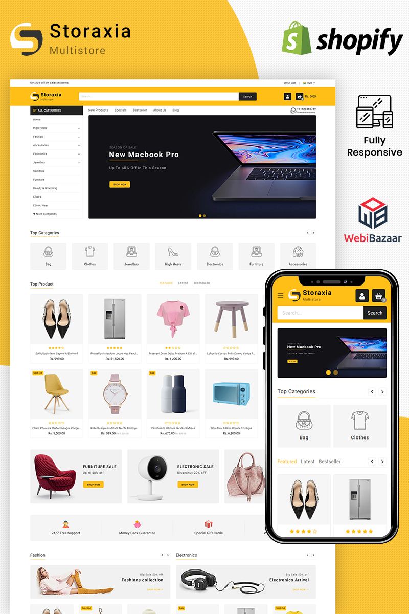 "Storaxia - Multipurpose" thème Shopify adaptatif #100019