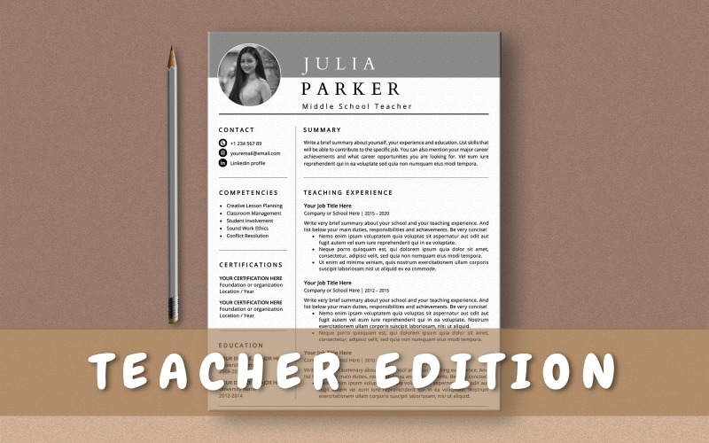 Teacher Resume Template for MS Word