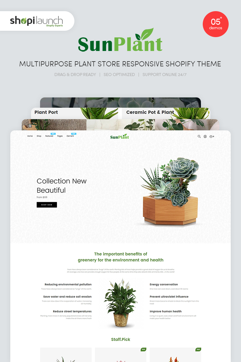 Tema Shopify "Sunplant - MultiPurpose Plant Store Responsive" #100069