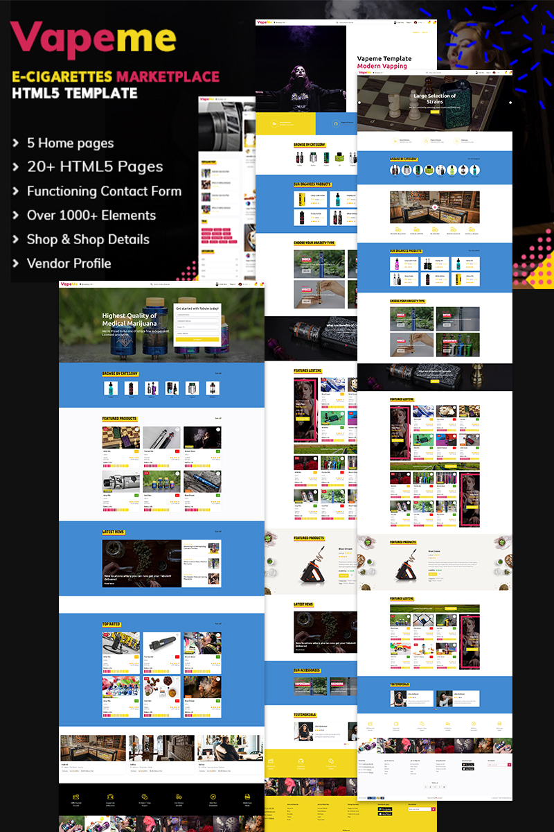 "Vapeme | Vape Shop HTML5" modèle web adaptatif #100022