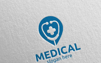 Pin Cloud Cross Medical Hospital 106 Logo Template