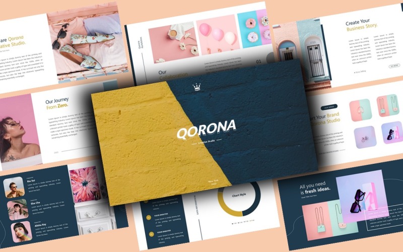 Qorona Creative Business PowerPoint template PowerPoint Template