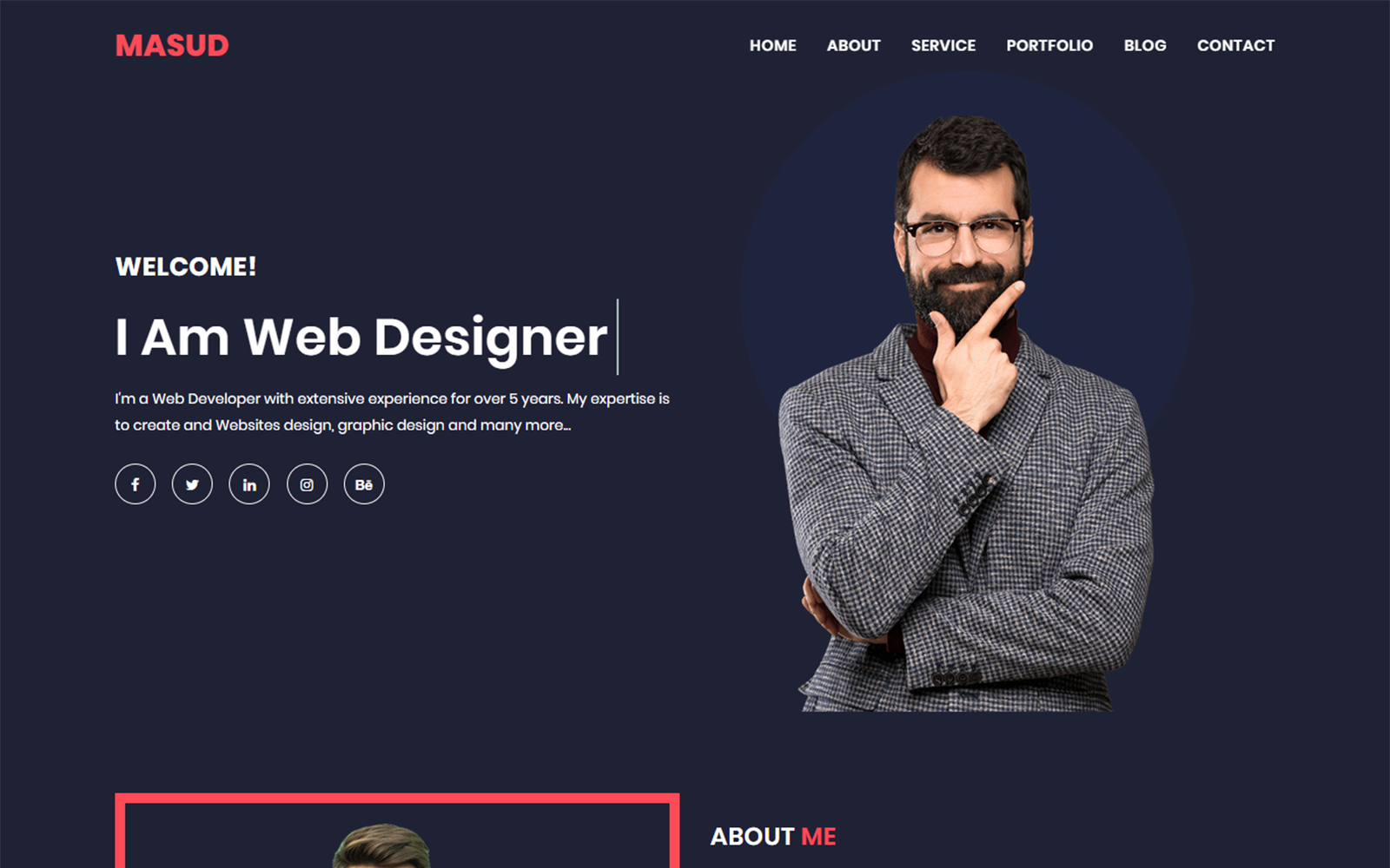 Masud Personal Portfolio HTML5 Landing Page Template