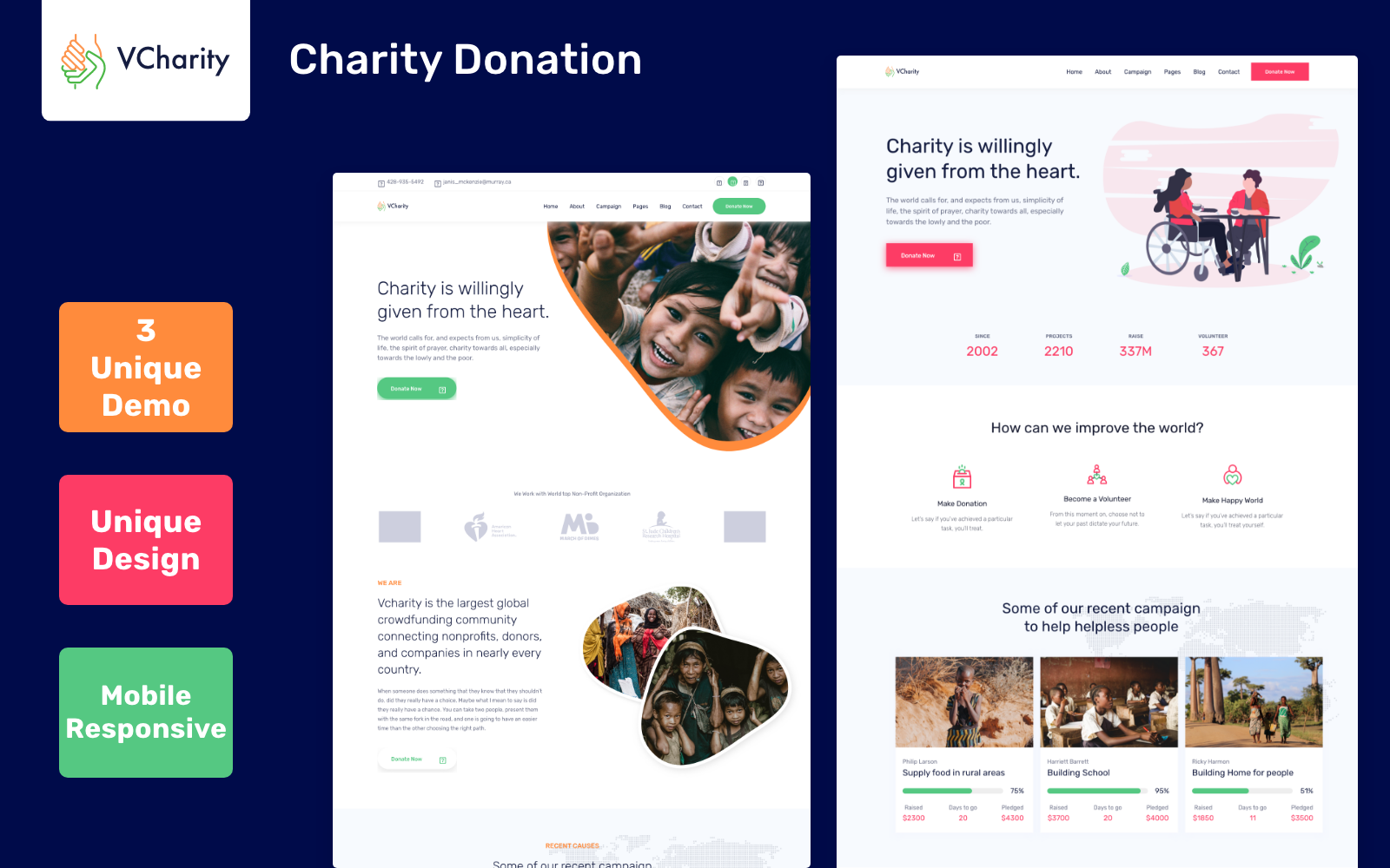 Bootstrap szablon strony www vCharity - Charity and Donation #100355