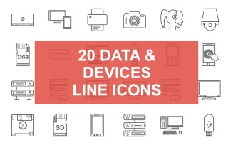 Data & Devices Line Set Icon