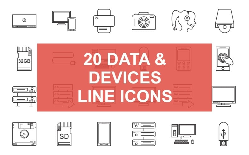 Data & Devices Line Set Icon Icon Set