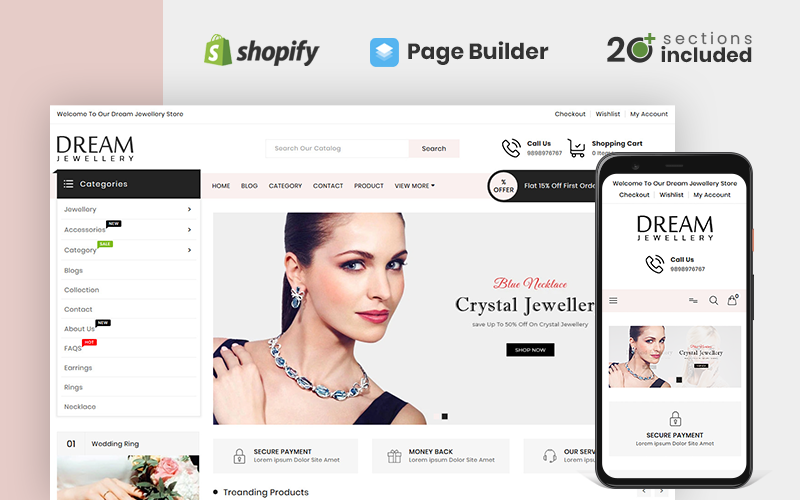 Shopify Theme namens "Dream Jewellery Store" #100521