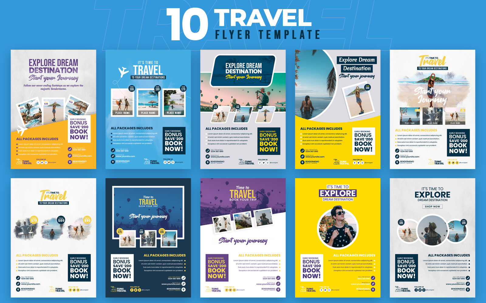 "Travel 10 Flyer Template" Bundle №100548