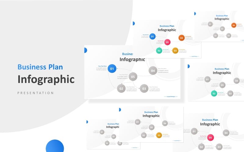 5 Circles Mind Map Infographic Presentation PowerPoint template PowerPoint Template